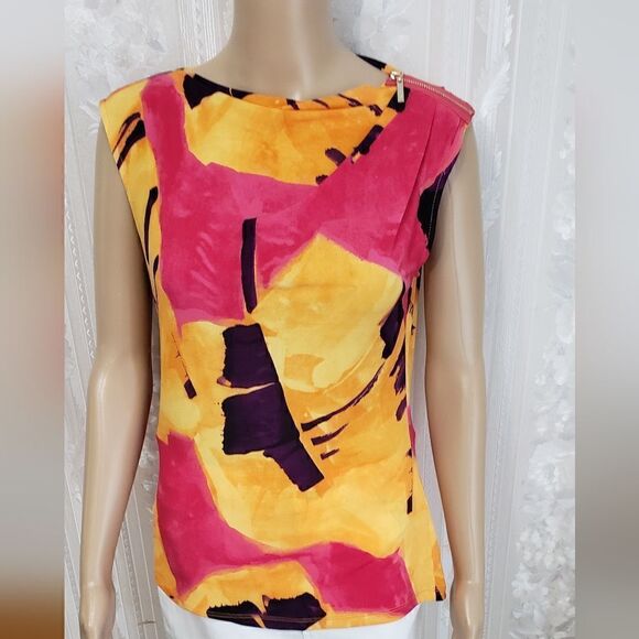 DKNY Sleeveless Zipper Stretch Top NWT Size Small - Picture 7 of 9